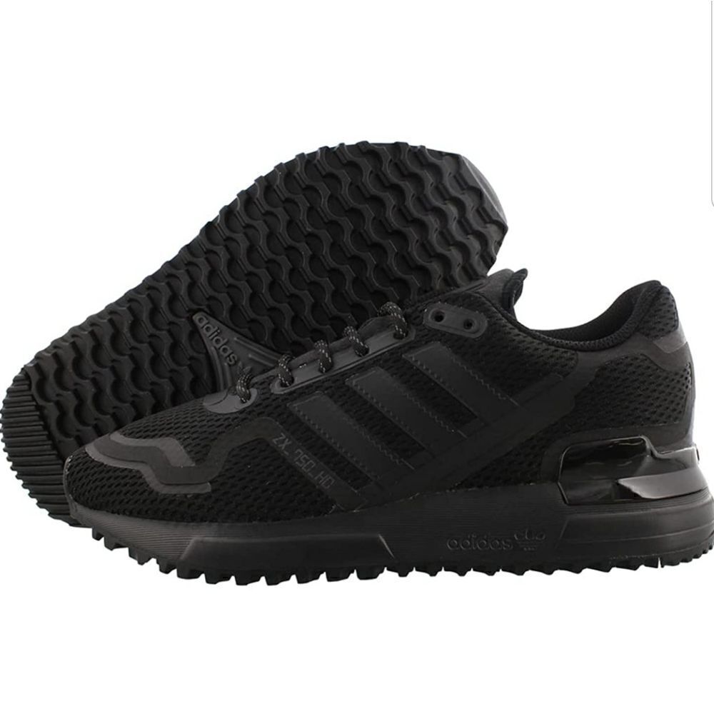 ADIDAS Originals Zx 750 Casual Shoes Triple Black Womens sz 6 1/2